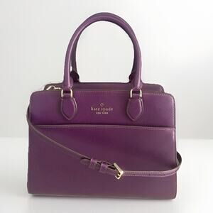 Kate Spade Ripe Plum Madison Saffiano Leather Medium Purple Bag Satchel EUC